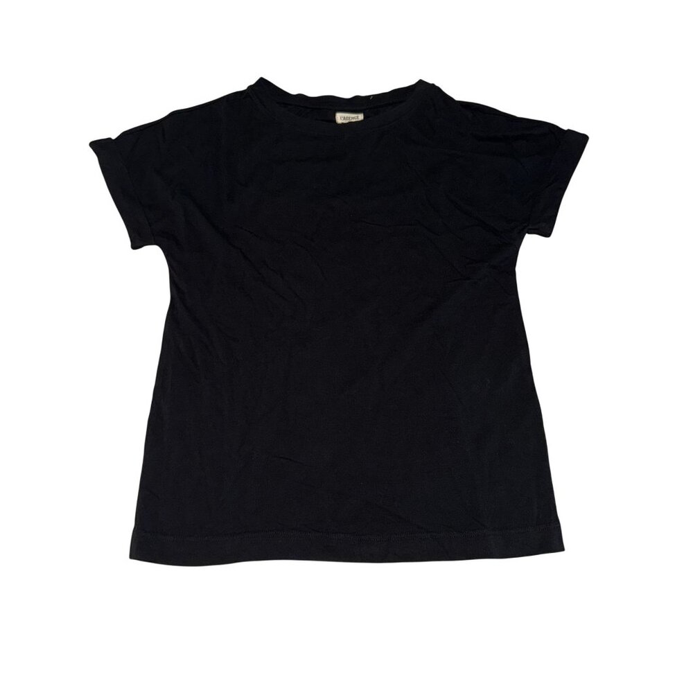 NWT L'Agence Shawn Black Short Sleeve Cuffed T-Shirt Women's X-Small XS